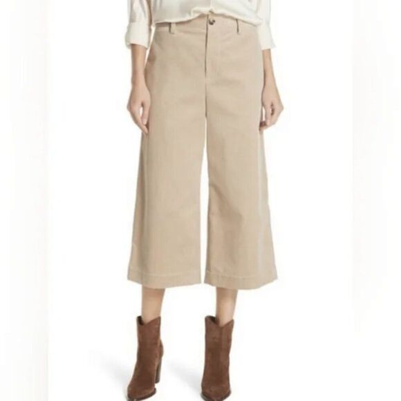 Vince Wide Leg Cropped Corduroy Pants- Light Oak Women's Size 6 - Picture 1 of 9